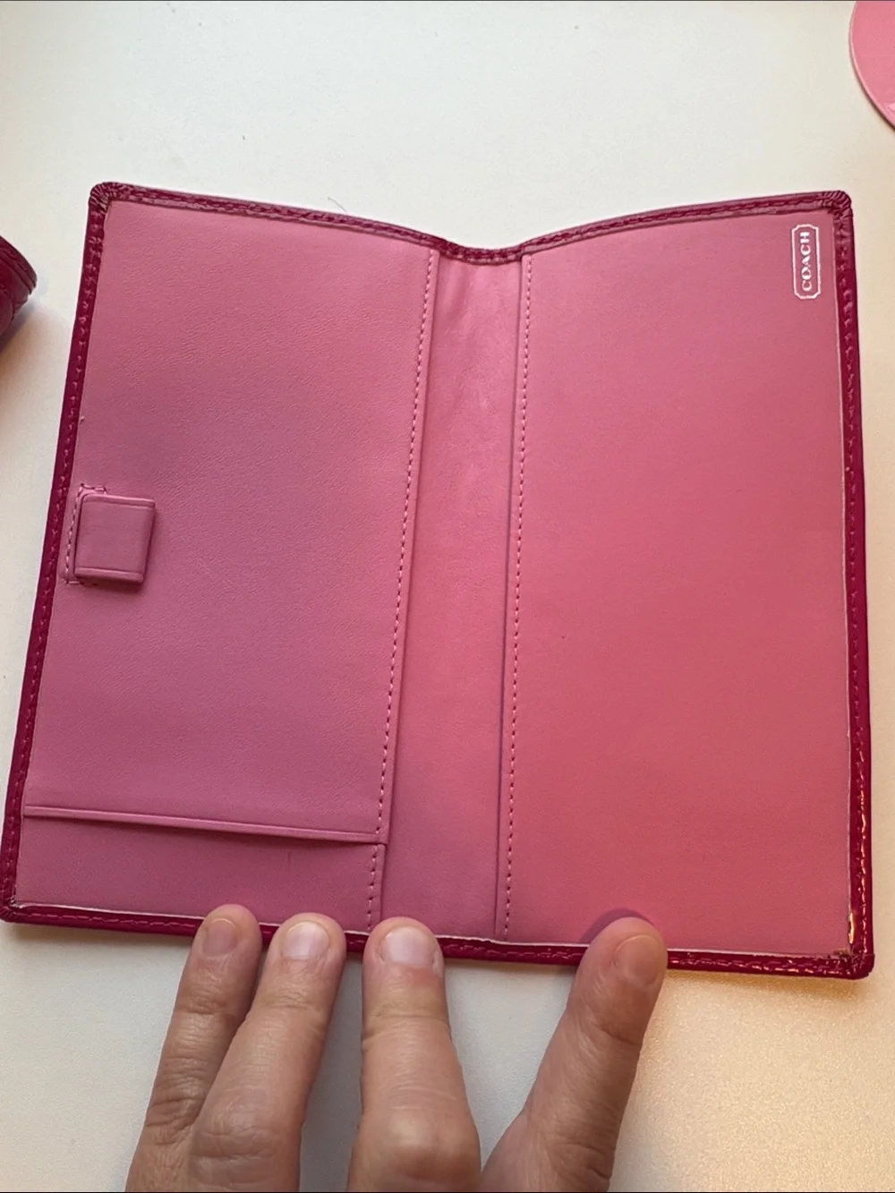 Coach Pink Quilted Patent Leather Wallet